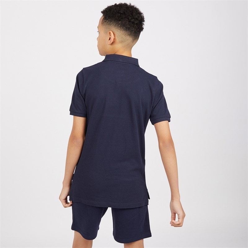 Boys Script Polo Shirt And Shorts Set Navy Blazer - Image 2