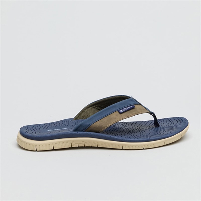 Mens Surfside Flip Flops Navy/Khaki - Image 2