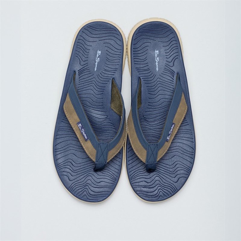 Mens Surfside Flip Flops Navy/Khaki - Image 3