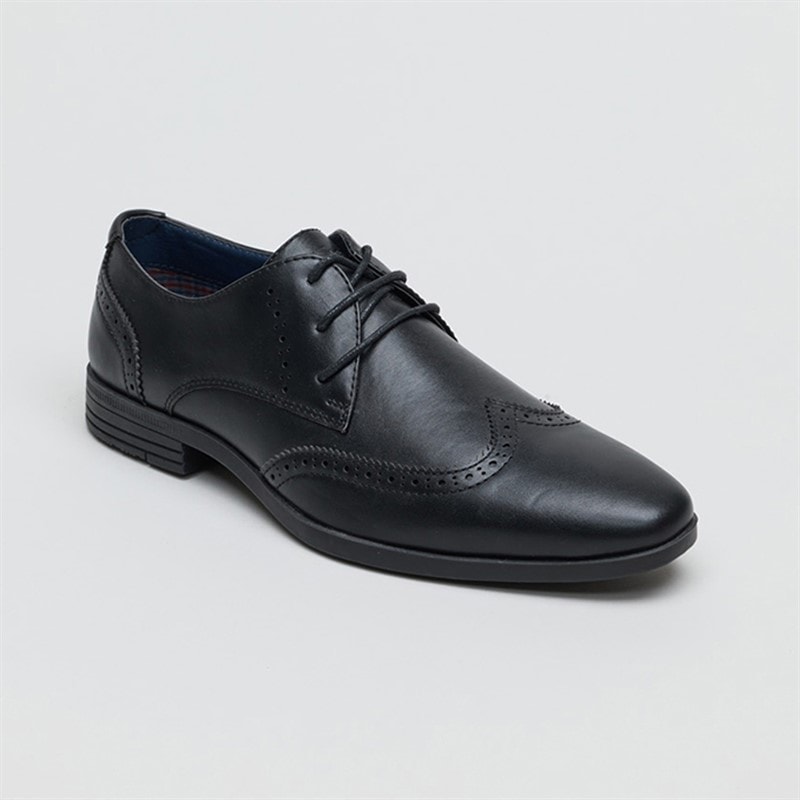 Mens Clive Brogue Shoes Black - Image 2