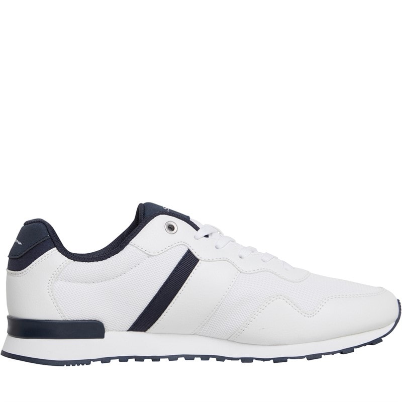 Mens Owen Retro Run Trainers White/Navy Mesh - Image 5