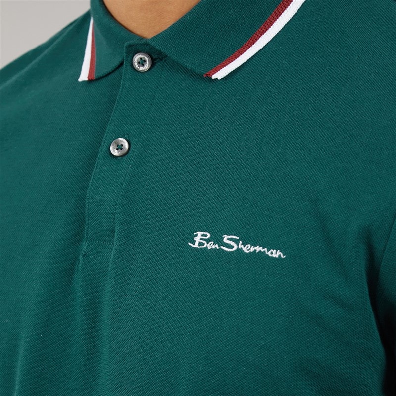Mens Twin Tipped Polo Shirt Jade - Image 3