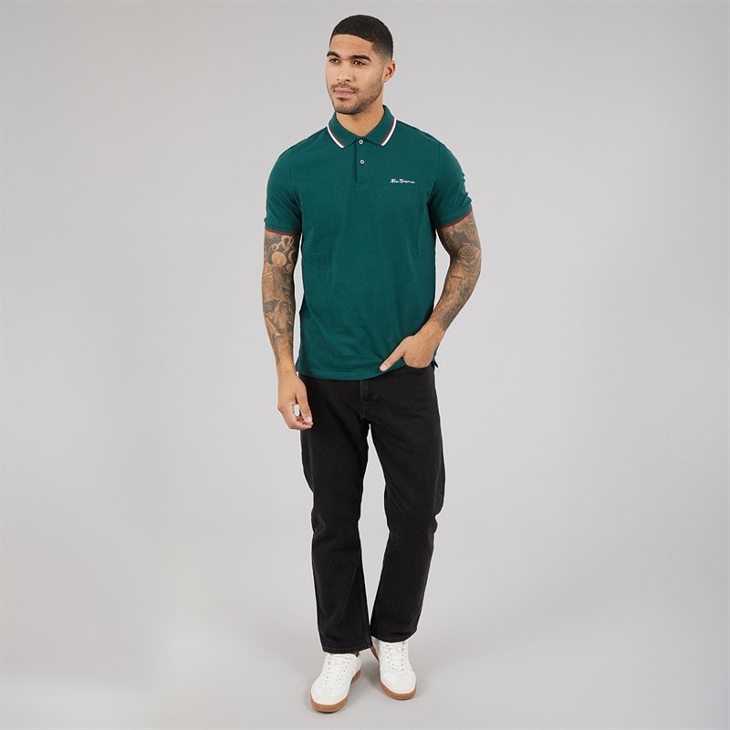 Mens Twin Tipped Polo Shirt Jade - Image 4