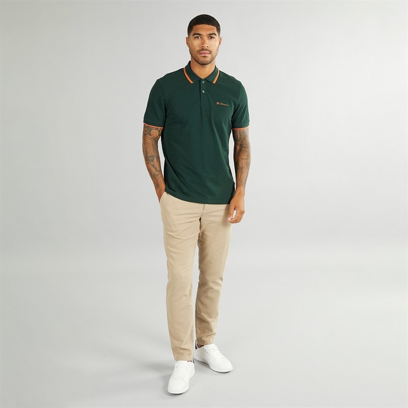 Mens Twin Tipped Polo Shirt Dark Green - Image 3