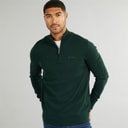 Mens 1/4 Zip Funnel Neck Jumper Dark Green