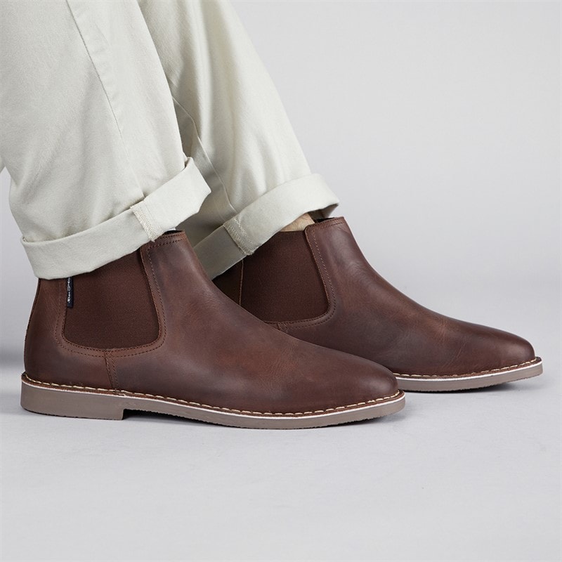 Mens Garcia Leather Chelsea Boots Brown Leather - Image 2