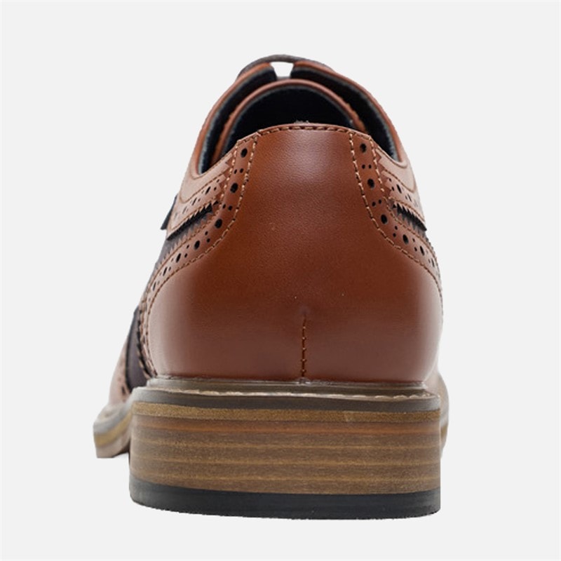 Mens Terrence Oxford Brogue Shoes Tan Burnish/Navy - Image 4