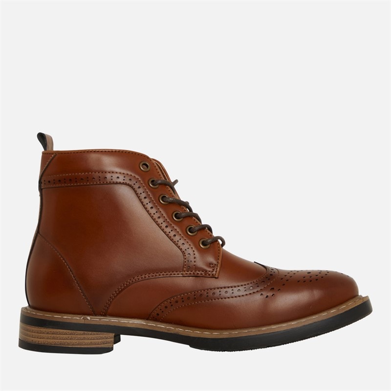 Mens Templeton Brogue Boots Tan Burnish - Image 5