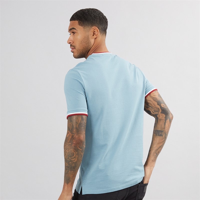 Mens Pique Ringer T-Shirt Petrol - Image 2