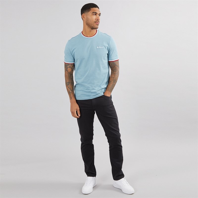 Mens Pique Ringer T-Shirt Petrol - Image 3