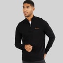 Mens 1/4 Zip Funnel Neck Jumper Black