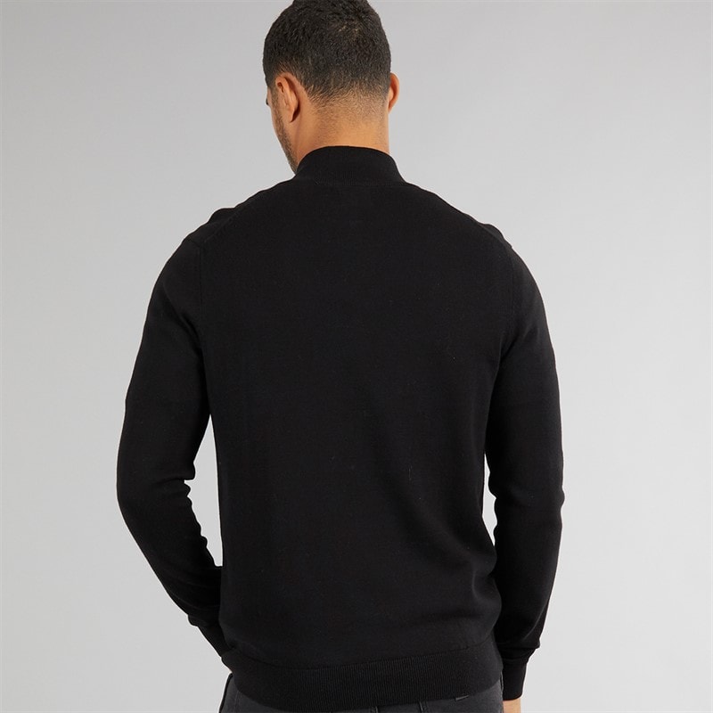 Mens 1/4 Zip Funnel Neck Jumper Black - Image 2