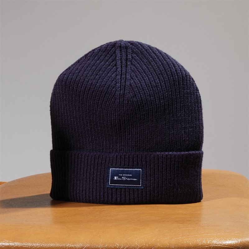 Mens Chunky Rib Beanie Navy - Image 3