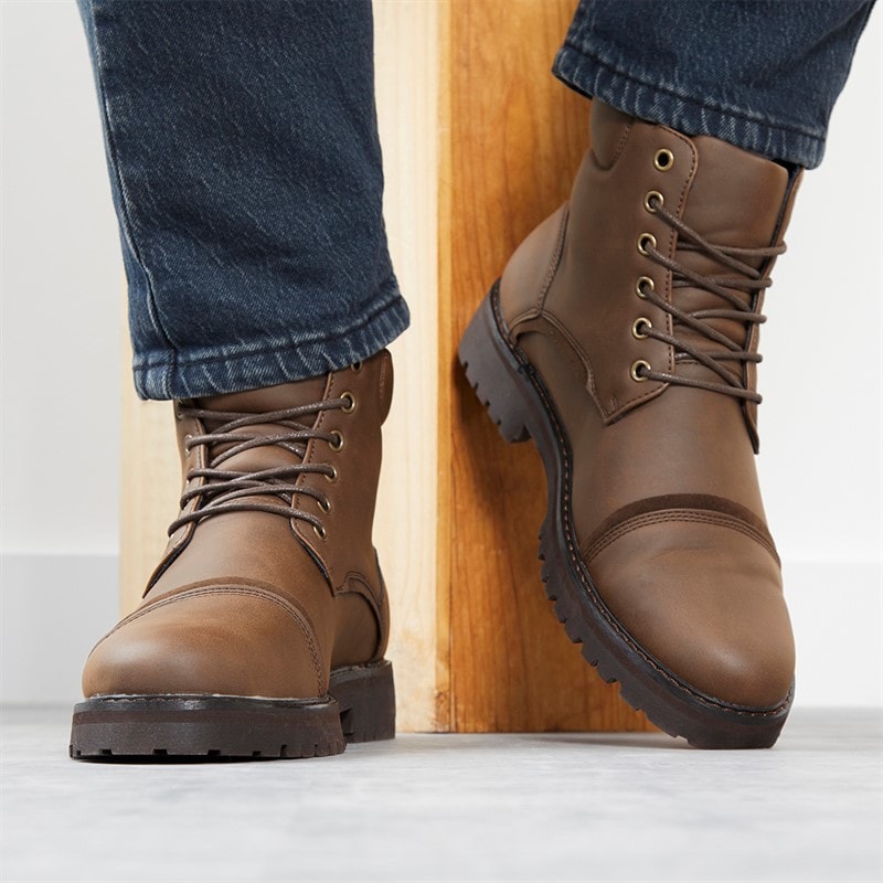 Mens Chesterley Toe Cap Boots Brown - Image 2