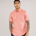 Mens Short Sleeve Oxford Shirt Raspberry