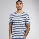 Mens Stripe Script T-Shirt Dusky Blue