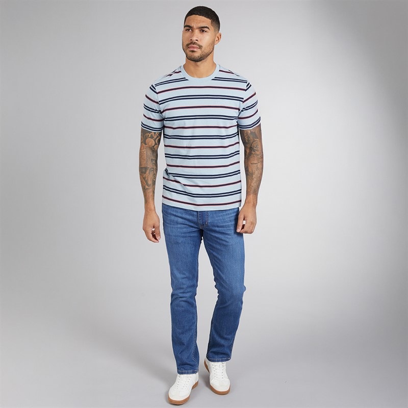 Ben Sherman Mens Stripe Script T-Shirt Dusky Blue - Image 3