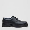 Mens Chesterley Derby Shoes Black Grainy PU