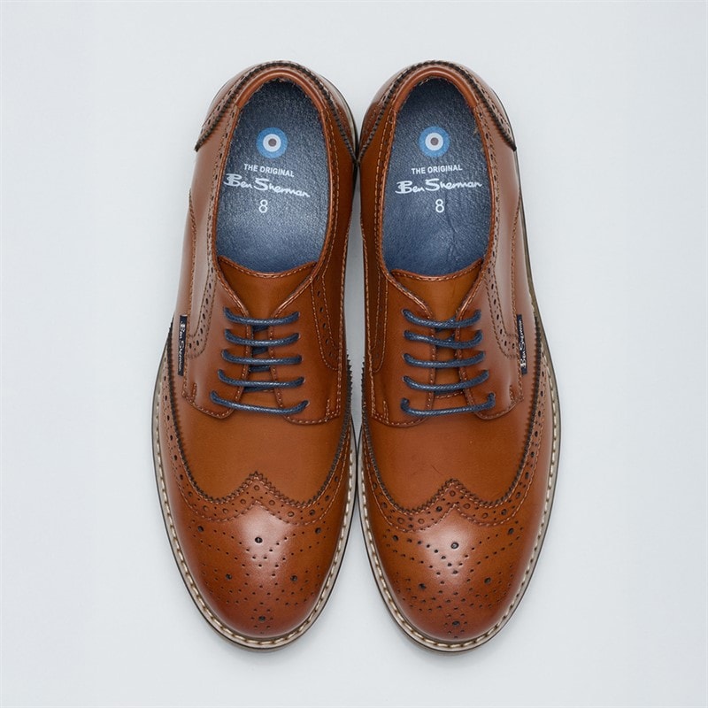 Mens Triumph II Brogue Shoes Burnished Tan - Image 3