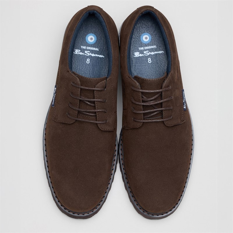 Mens Chesterley Derby Shoes Brown Imi Suede - Image 3