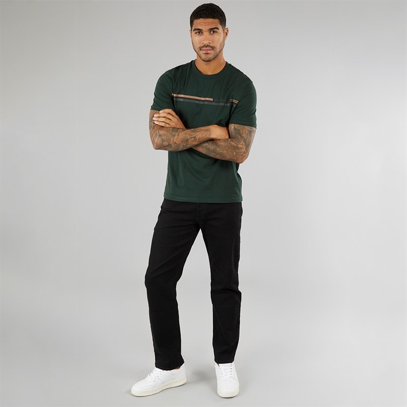 Mens Seasonal Stripe T-Shirt Dark Green - Image 4