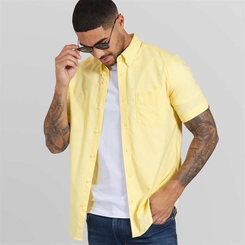 Mens Short Sleeve Oxford Shirt Corn - Image 1