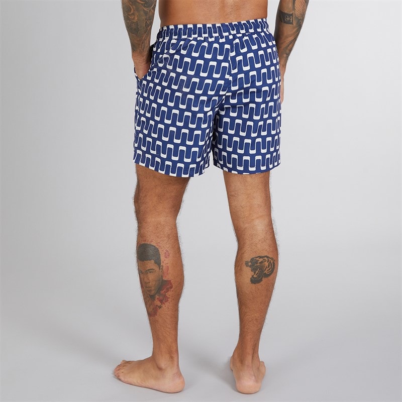 Mens Resort Geo Swim Shorts Navy - Image 2
