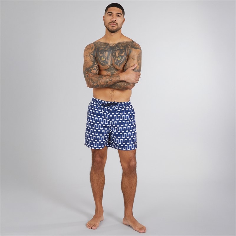 Mens Resort Geo Swim Shorts Navy - Image 4