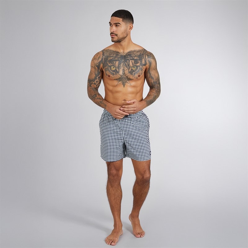 Mens Spot Geo Swim Shorts Navy - Image 4