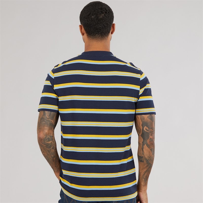 Mens Textured Stripe T-Shirt Dark Navy - Image 2