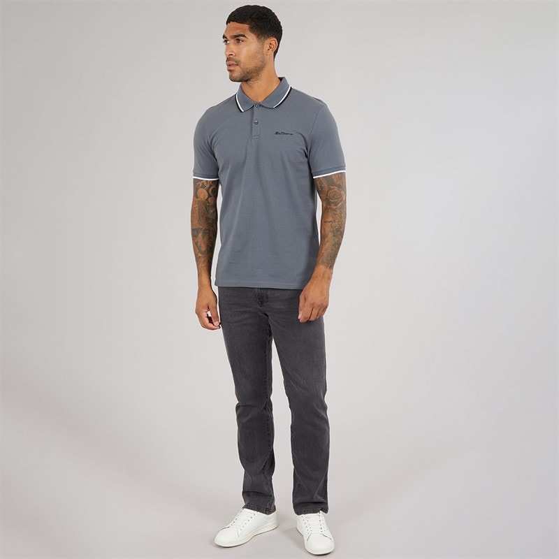 Mens Twin Tipped Polo Shirt Slate - Image 4