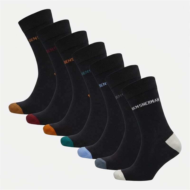 Mens Seven Pack Socks Black/Seasonal - Image 2