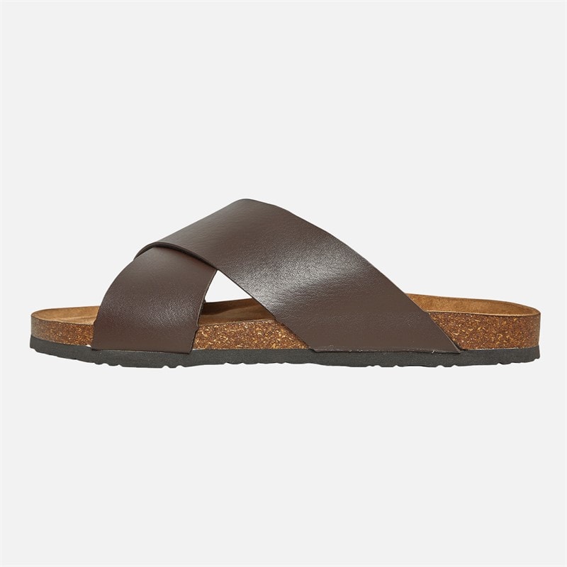 Mens Dawson Cross Strap Sandals Brown - Image 2