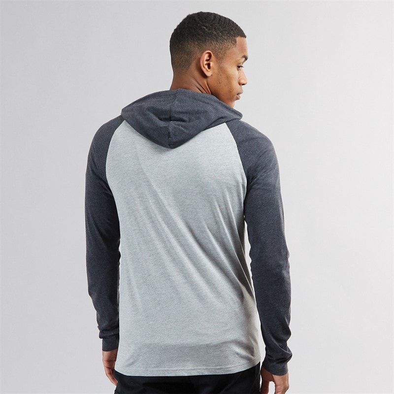 Mens French Long Sleeve Top With Hood Light Grey Marl/Dark Charcoal - Image 2