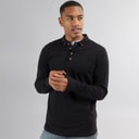 Mens Centre Long Sleeve Polo Shirt Black
