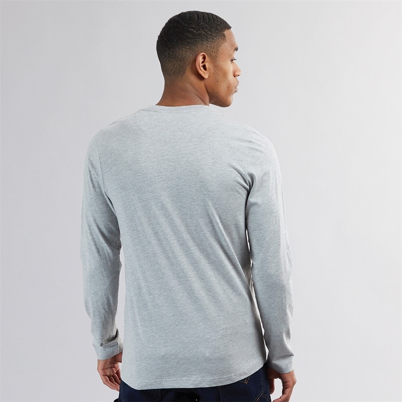 Mens Franz Long Sleeve Crew Neck T-Shirt Light Grey Marl/Dark Charcoal Marl - Image 2