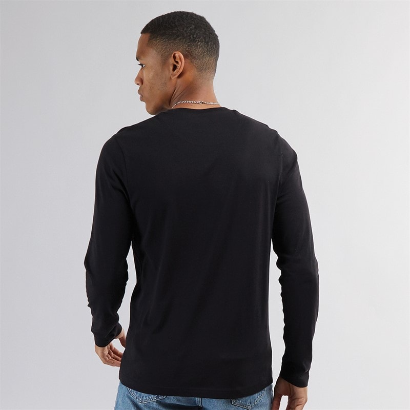 Mens Franz Long Sleeve Crew Neck T-Shirt Jet Black/Dark Charcoal Marl - Image 2