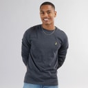 Mens Franz Long Sleeve Crew Neck T-Shirt Dark Charcoal Marl/Light Grey Marl