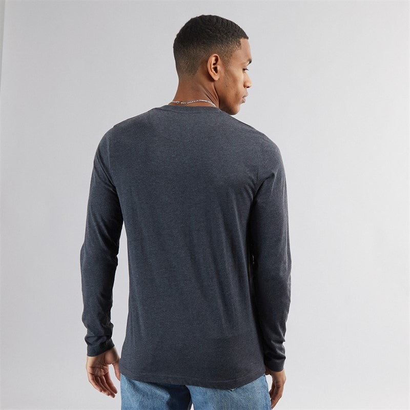 Mens Franz Long Sleeve Crew Neck T-Shirt Dark Charcoal Marl/Light Grey Marl - Image 2