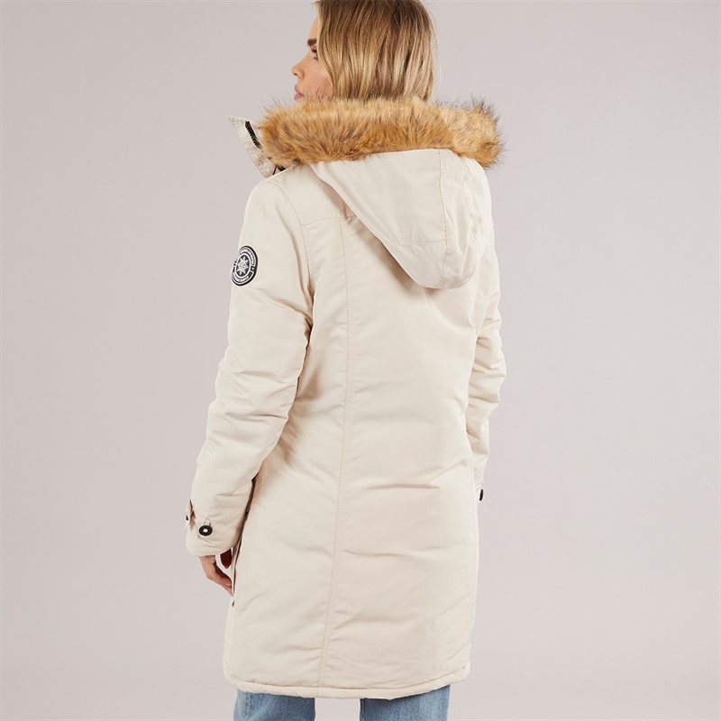 Womens Jacobs Faux Fur Parka Coat Cream - Image 2
