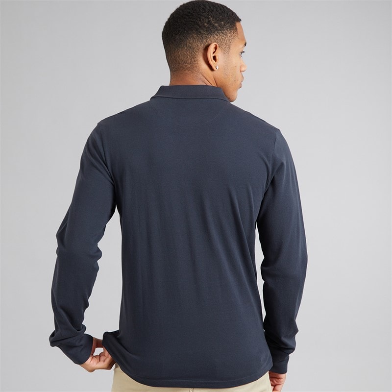 Mens General Long Sleeve Polo Shirt Dark Navy - Image 2