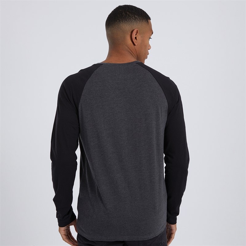 Mens Trent Long Sleeve Top Dark Charcoal Marl/Jet Black - Image 2