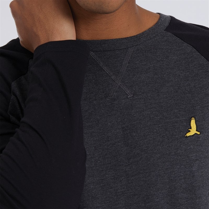 Mens Trent Long Sleeve Top Dark Charcoal Marl/Jet Black - Image 3