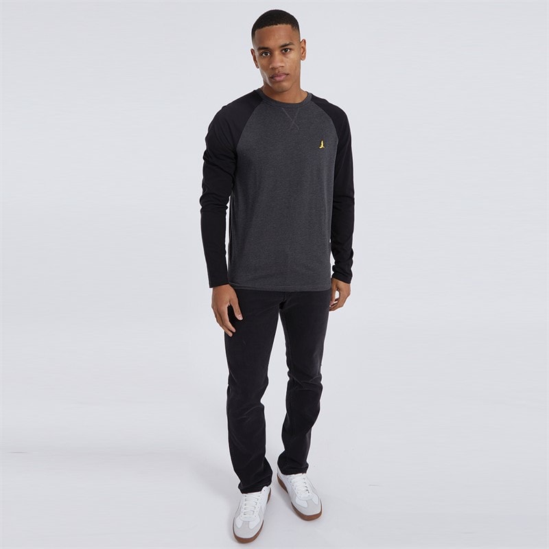 Mens Trent Long Sleeve Top Dark Charcoal Marl/Jet Black - Image 4