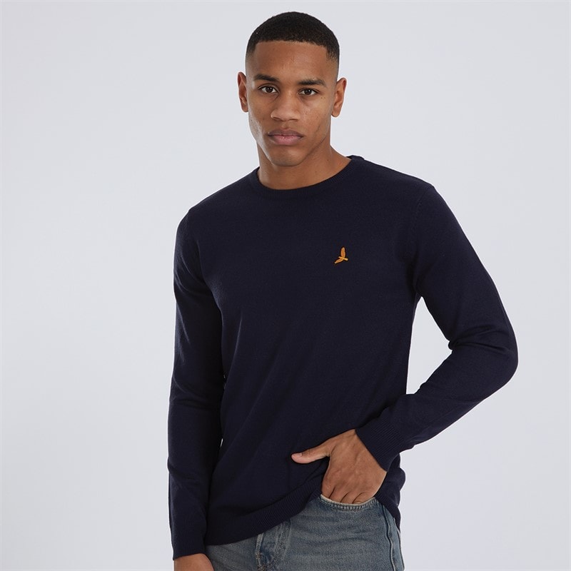 Mens Theory Crew Neck Jumper Navy - Image 3