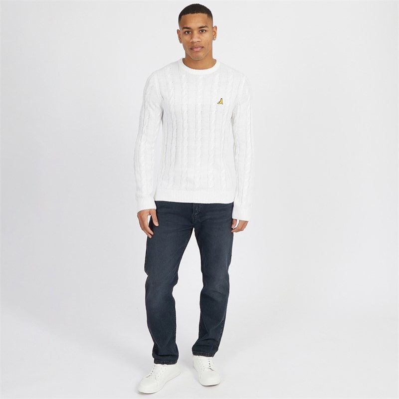 Mens Alliance Crew Neck Jumper Vintage White - Image 4
