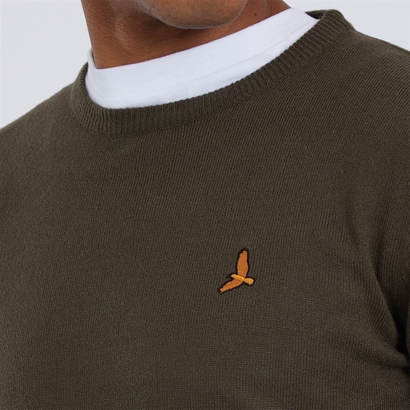 Mens Theory Crew Neck Jumper Khaki - Image 3