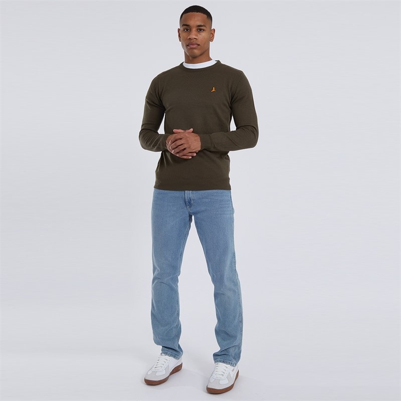 Mens Theory Crew Neck Jumper Khaki - Image 4