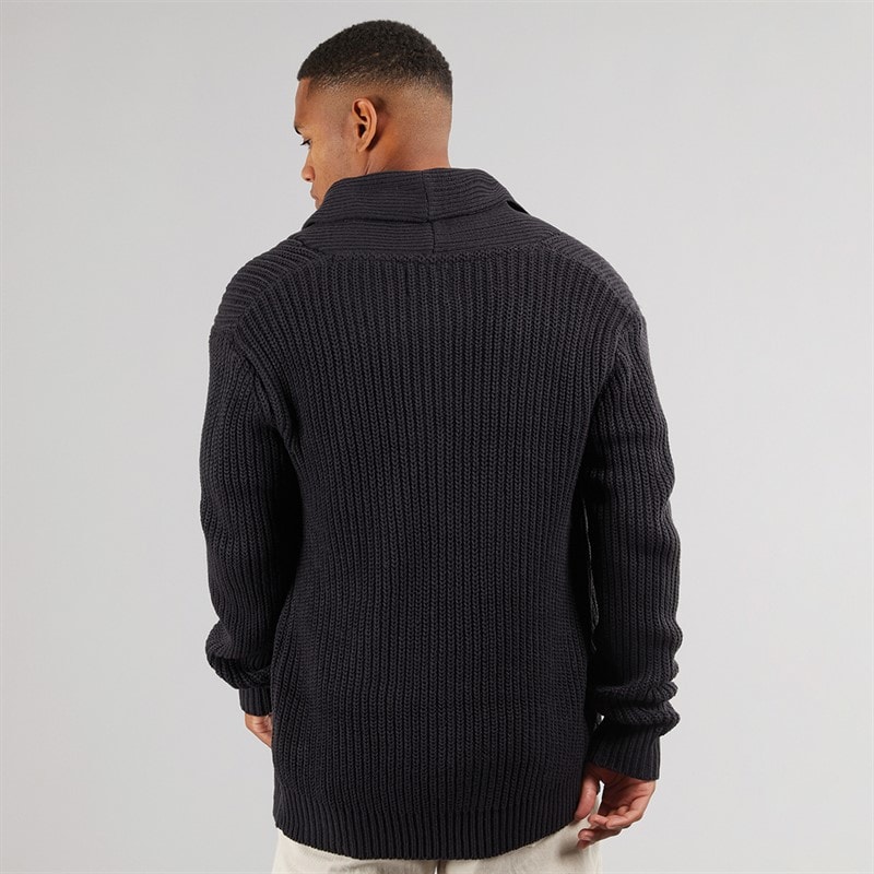 Mens Arkram Button Up Knitted Cardigan Midnight Navy - Image 2