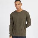 Mens Supreme Crew Neck Long Sleeve T-Shirt Khaki